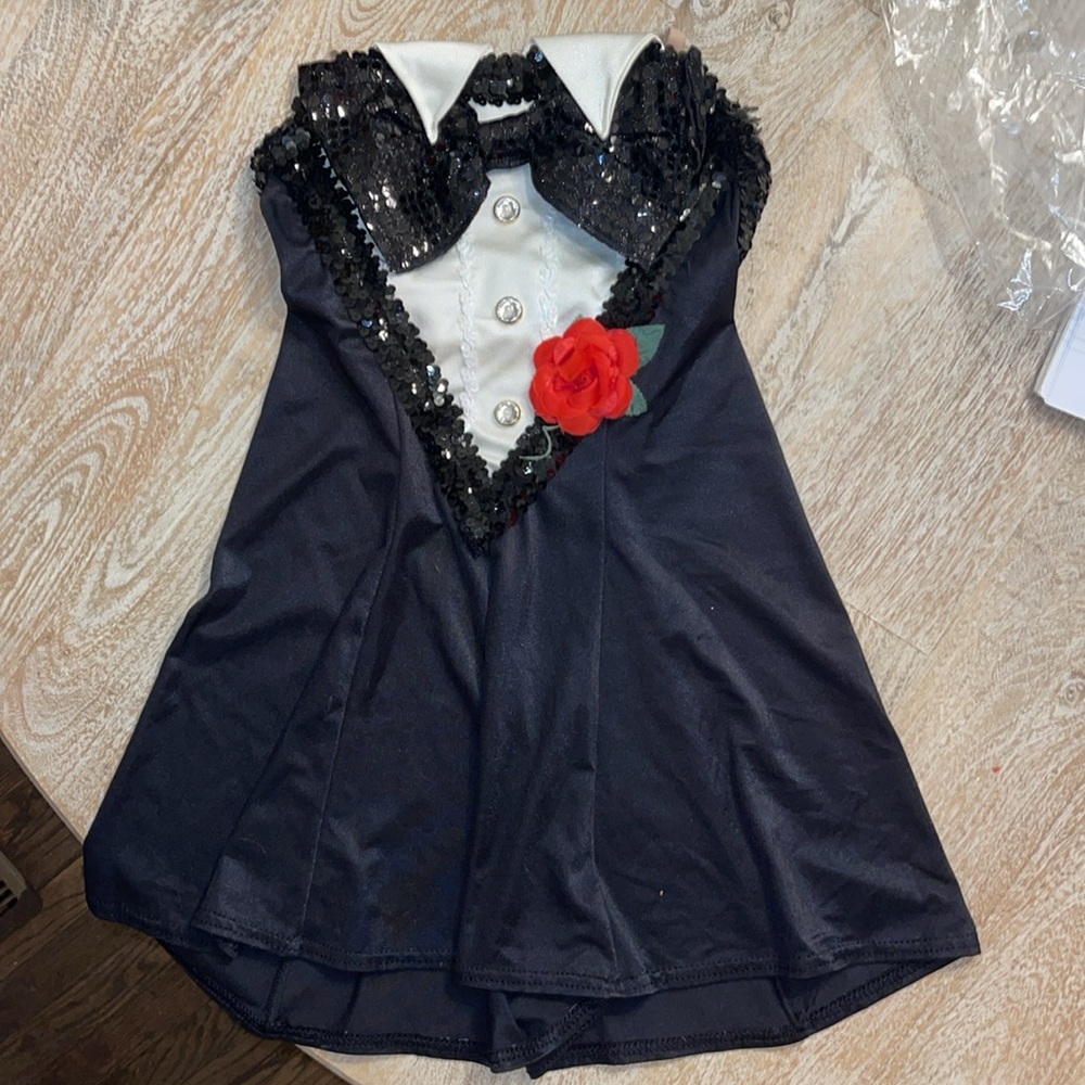 Curtain Call women's costume Size ASM tuxedo romper